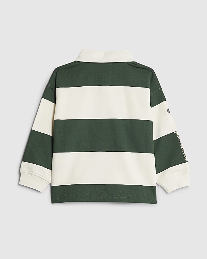 Mini Boys Green Stripe Sports Sweatshirt