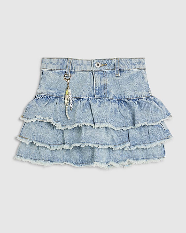 Girls Blue Tiered Skirt