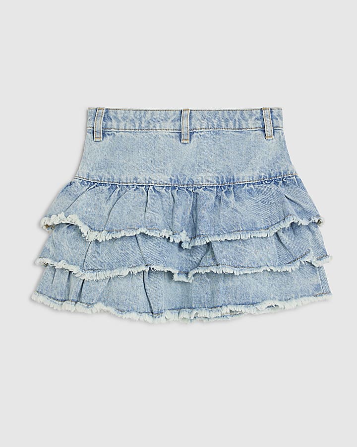 Girls Blue Tiered Skirt