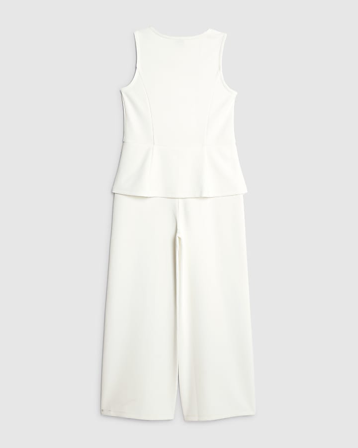 Girls White Waistcoat Jumpsuit