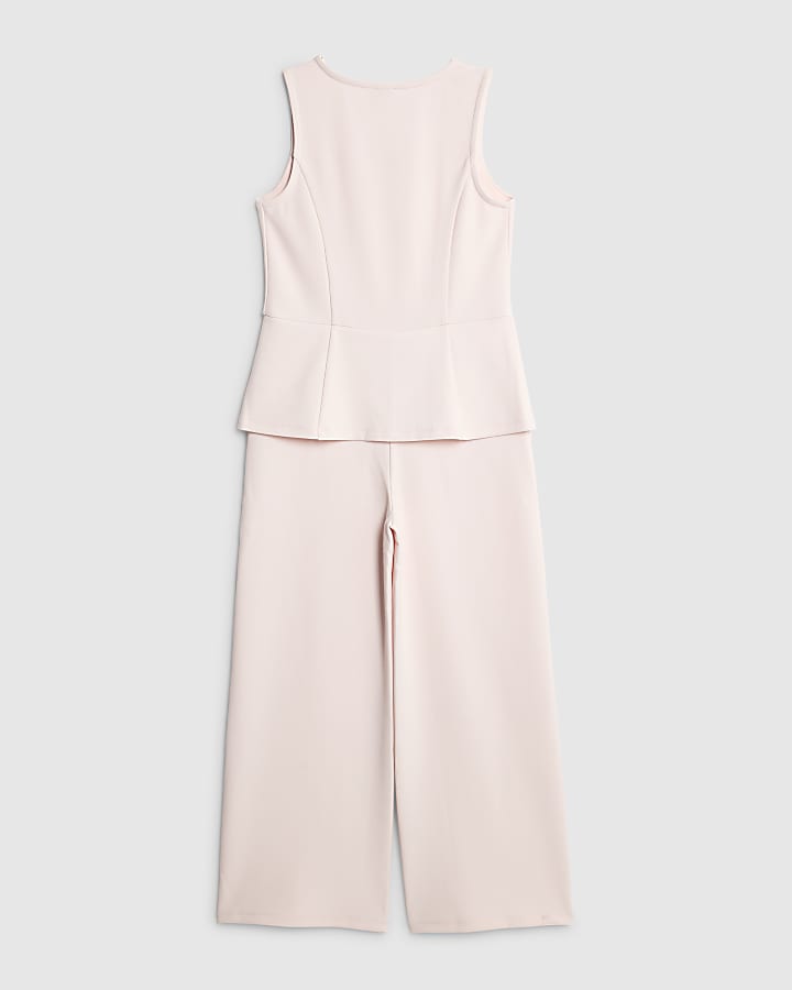 Girls Pink Waistcoat Jumpsuit