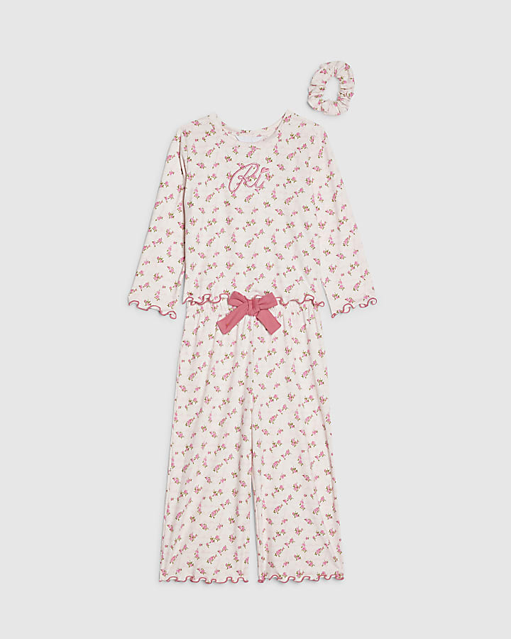 Mini Girls Pink Rosebud Pyjamas Set