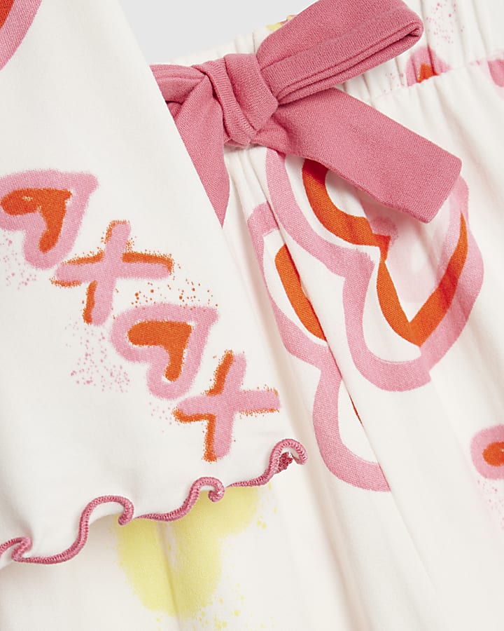 Girls Cream Doodle Print Pyjamas Set