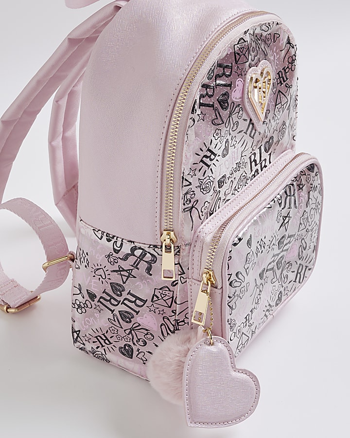 Girls Pink Graffiti Backpack