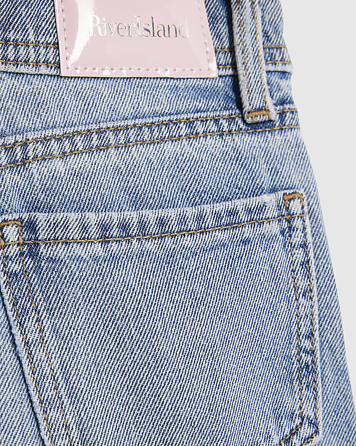 Girls Blue Bow Graffiti Wide Leg Jeans