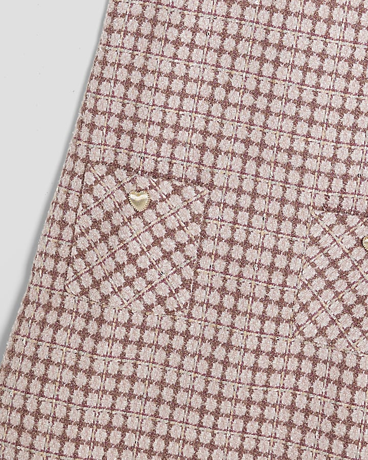 Girls Pink Boucle Pinafore Dress Set