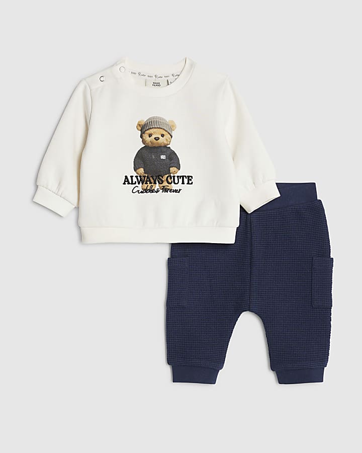 Baby Boys Cream Photographic Bear Set