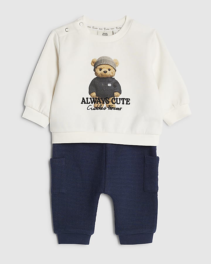 Baby Boys Cream Photographic Bear Set