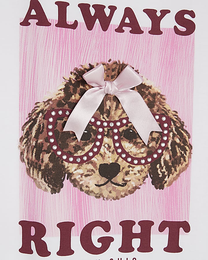 Girls White Always Right Poodle T-Shirt