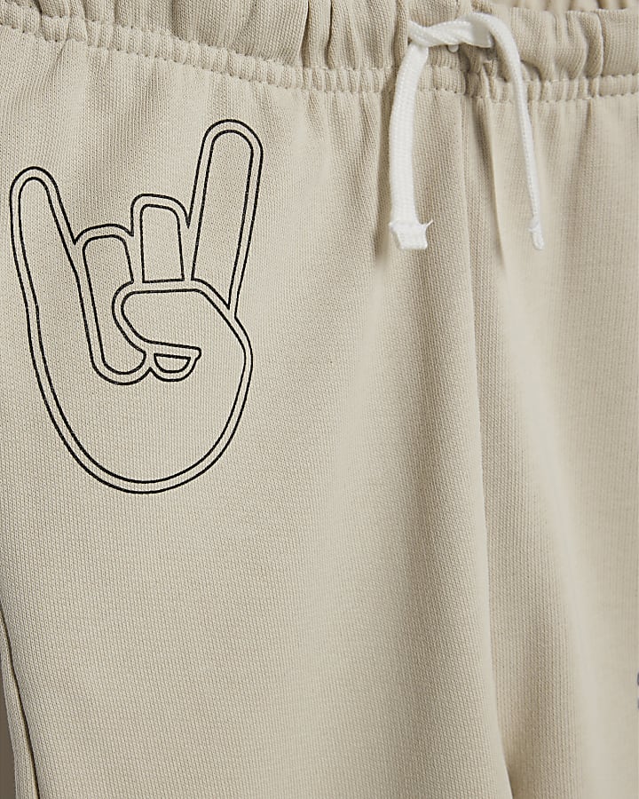 Mini Boys Beige Doodle Sweatshirt Set