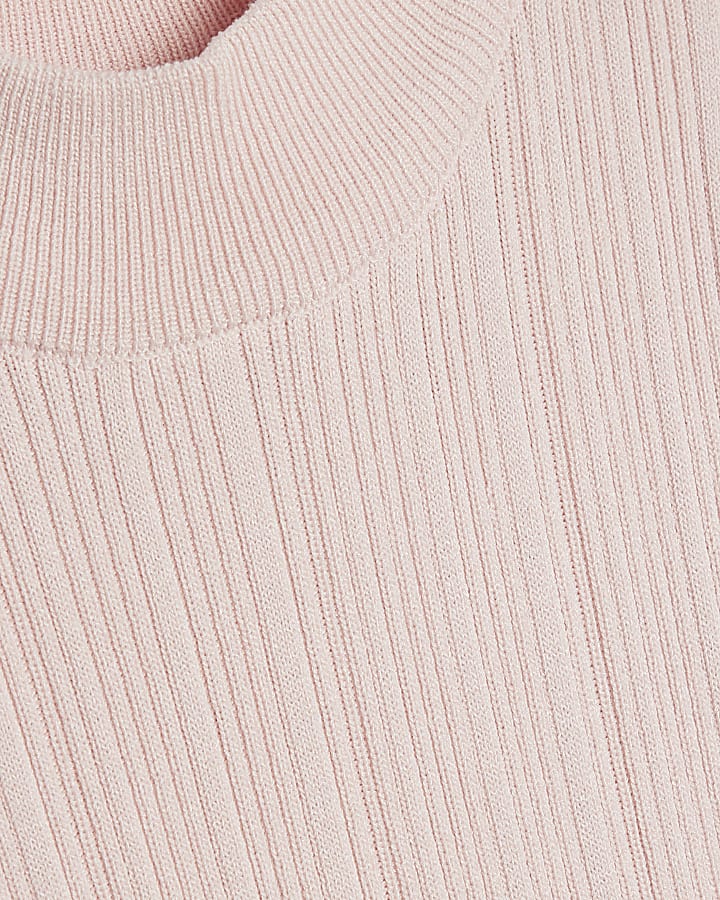 Mini Girls Pink Faux Leather Pleated Dress