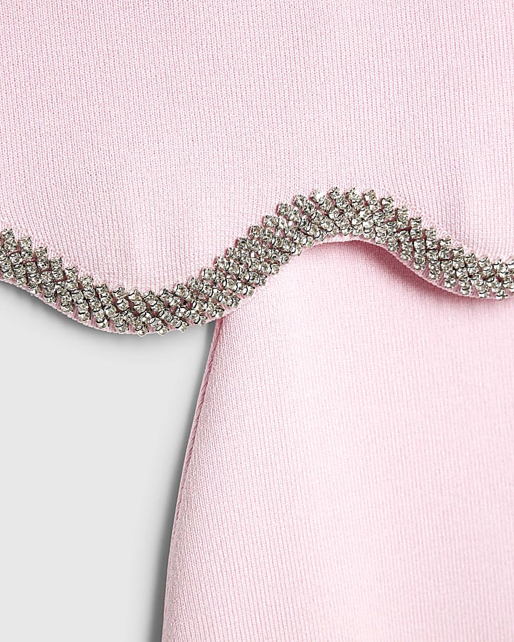 Girls Pink Scallop Trim Skirt Set