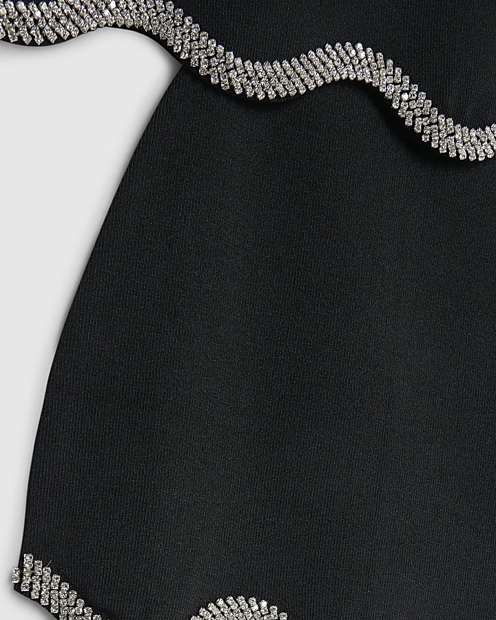 Girls Black Scallop Trim Skirt Set