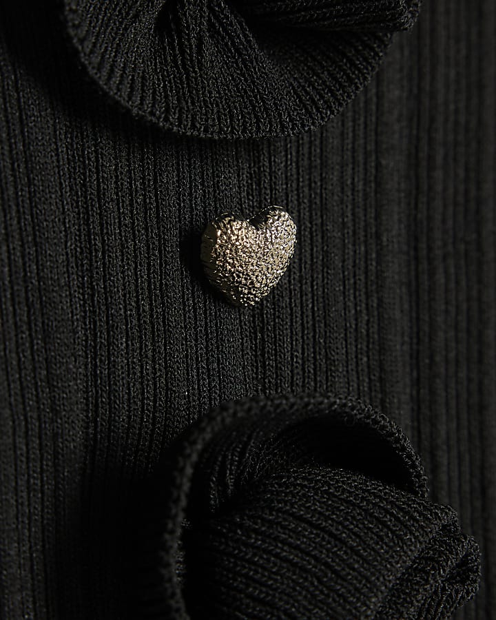 Girls Black Corsage Cardigan Set