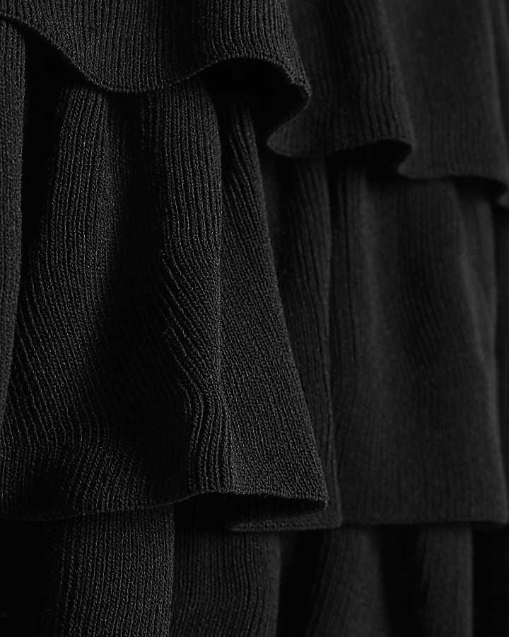 Girls Black Corsage Cardigan Set