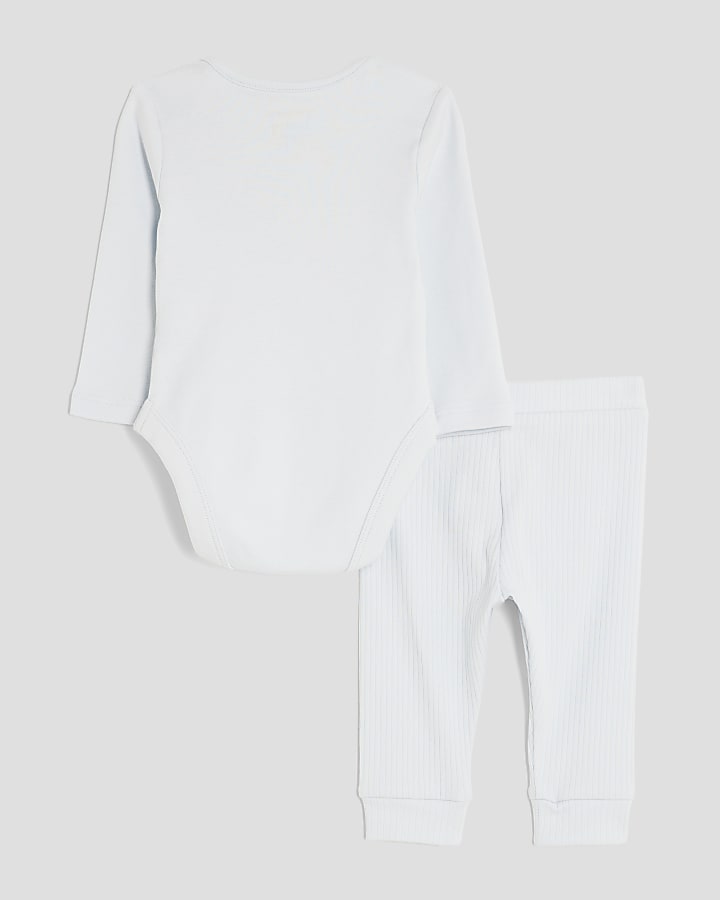 Baby Boys Blue Long Sleeve Bear Bodysuit Set