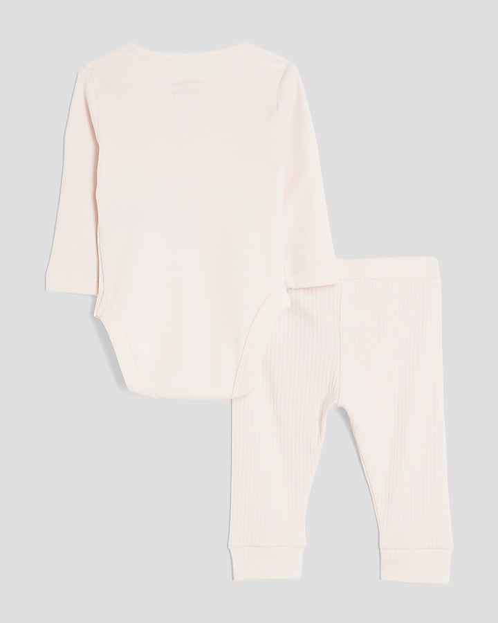 Baby Girls Pink Long Sleeve Bow Bodysuit Set