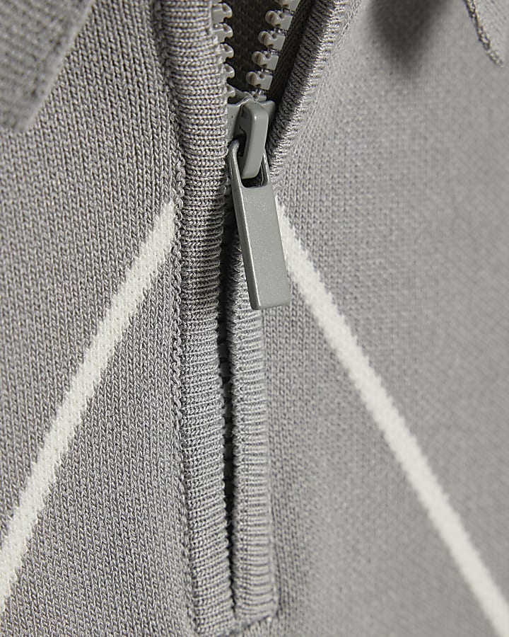 Boys Grey Diamond Polo Shirt