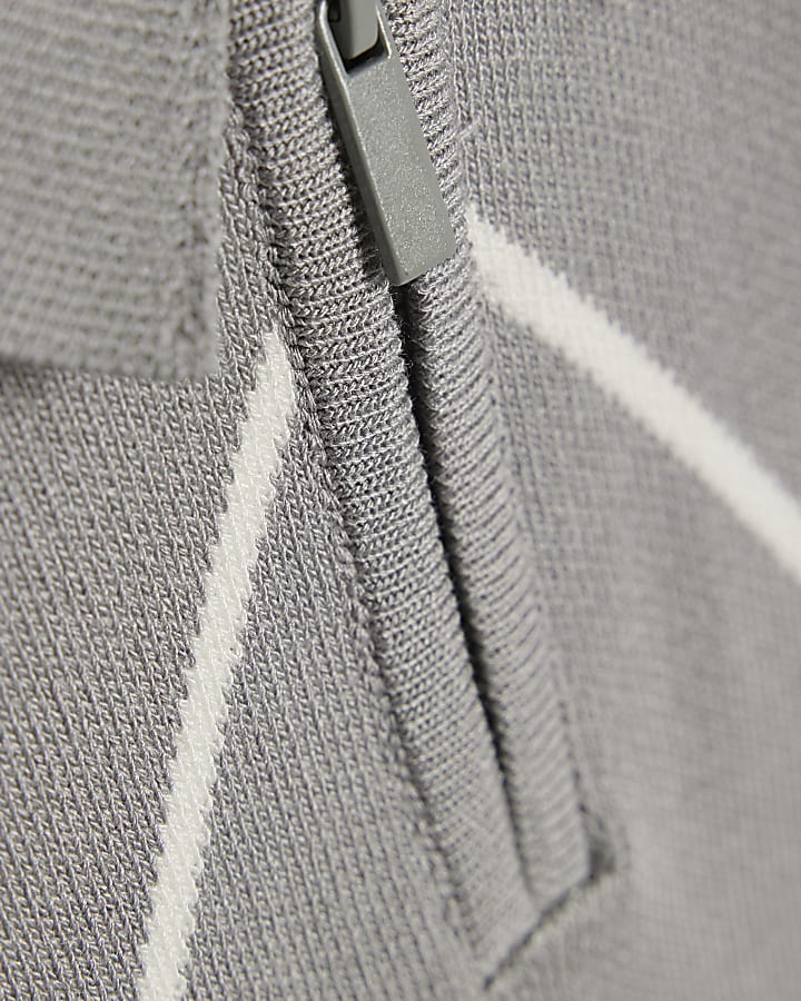 Mini Boys Grey Diamond Polo Shirt