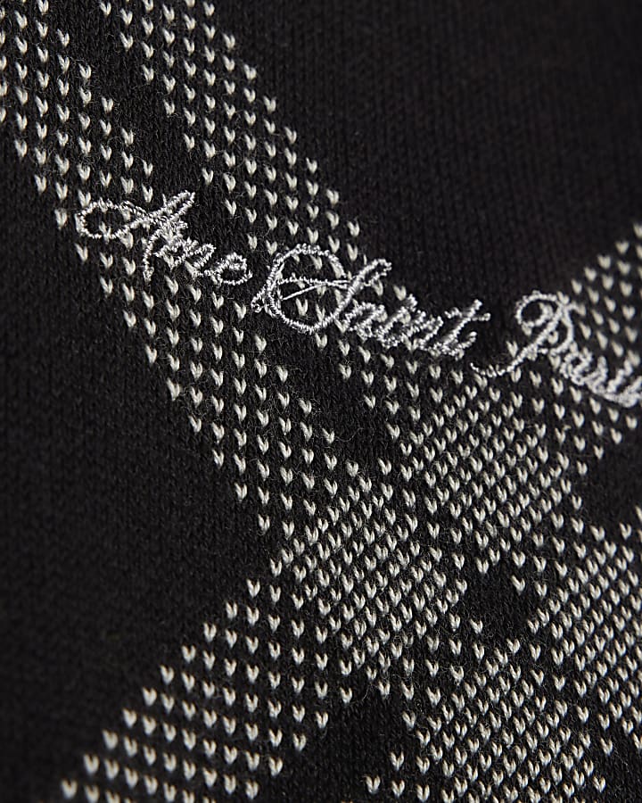 Boys Black Argyle Crew Neck Jumper