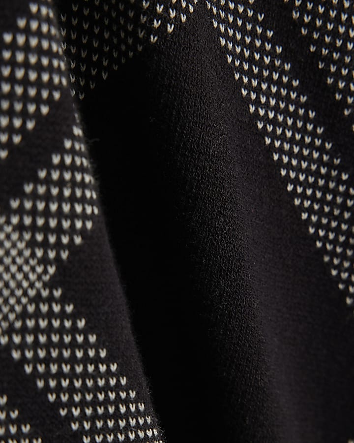Boys Black Argyle Crew Neck Jumper
