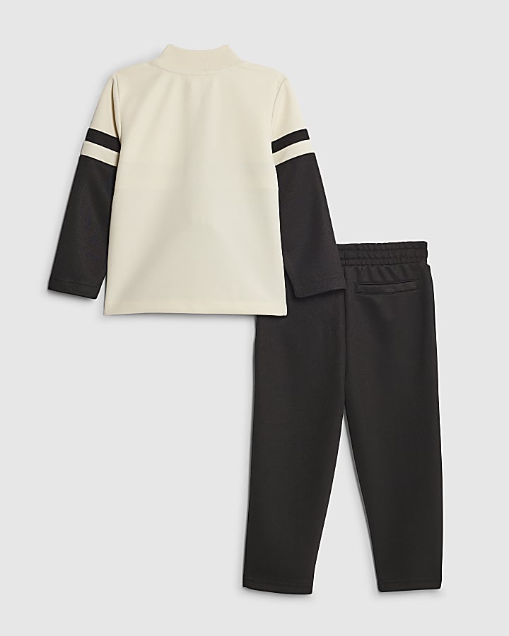 Mini Boys Black Colour Block Sweatshirt Set