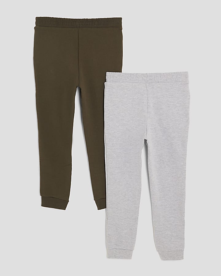 Boys Khaki and Grey Pack Of 2 Cuffed Joggers