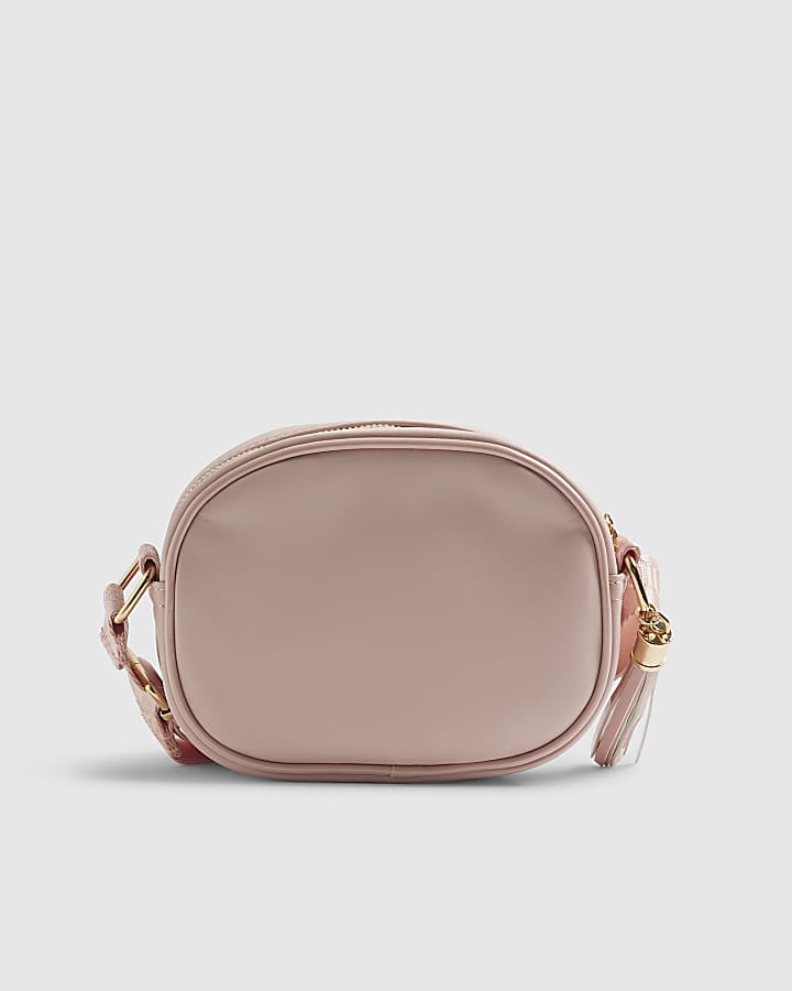Girls Pink Pearl Floral Curve Cross Body Bag