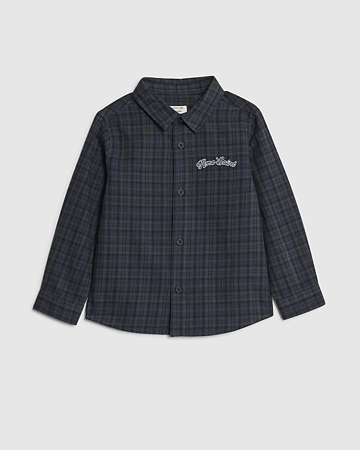 Mini Boys Green Check Shirt