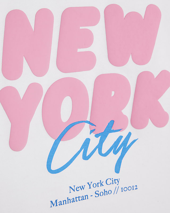 Girls White New York Sweatshirt