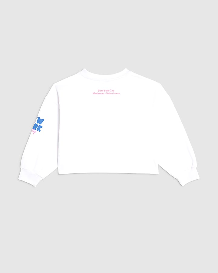 Girls White New York Sweatshirt