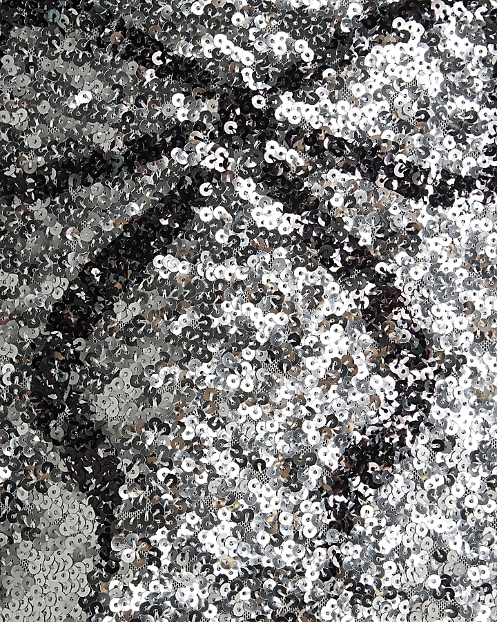 Girls Silver Sequin Bow Cropped Top