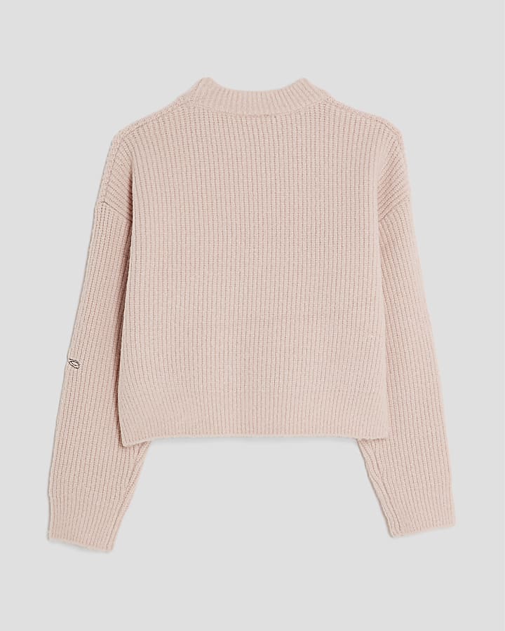 Girls Pink Knitted Doodle Jumper