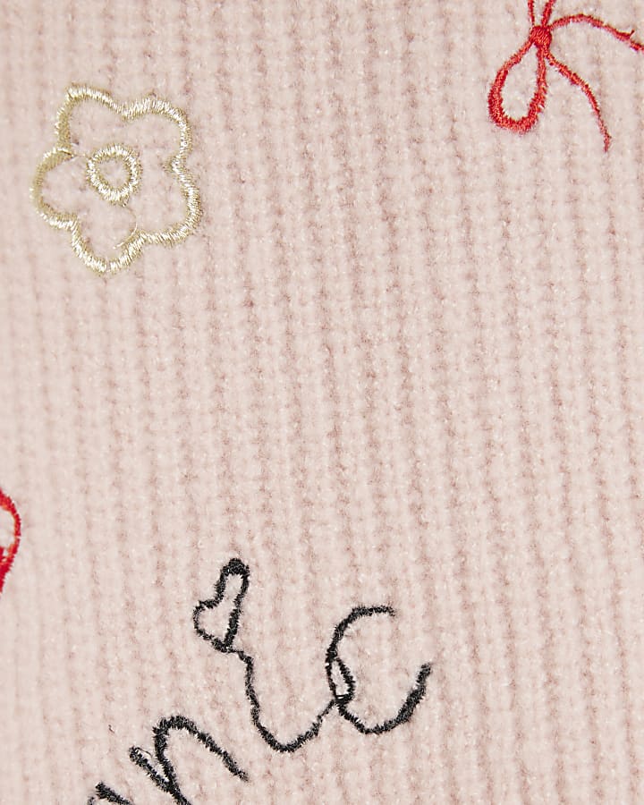 Mini Girls Pink Knitted Doodle Jumper