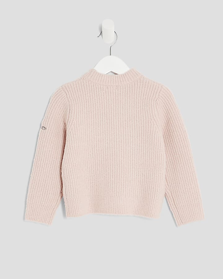 Mini Girls Pink Knitted Doodle Jumper