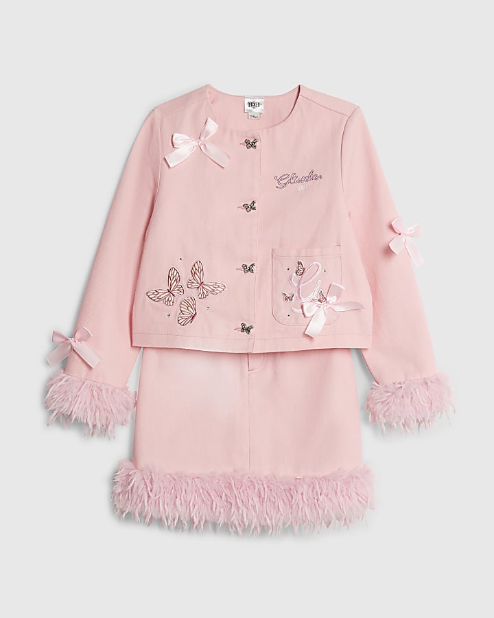 Wicked Girls Pink Glinda feather trim set