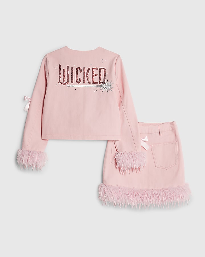 Wicked Girls Pink Glinda feather trim set