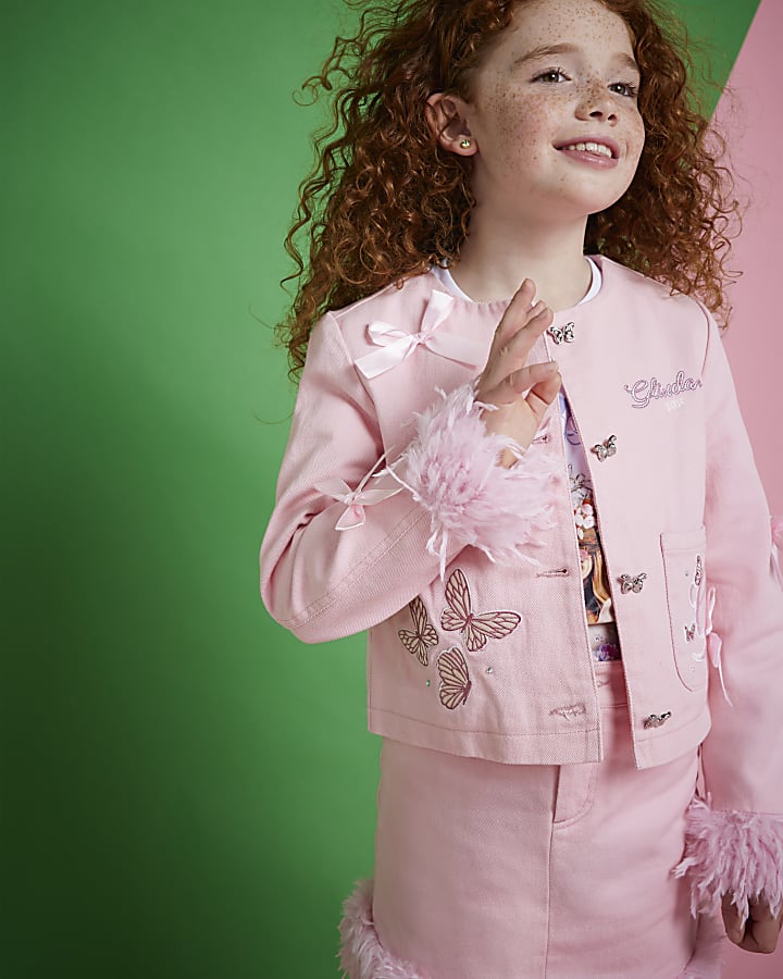 Wicked Girls Pink Glinda feather trim set