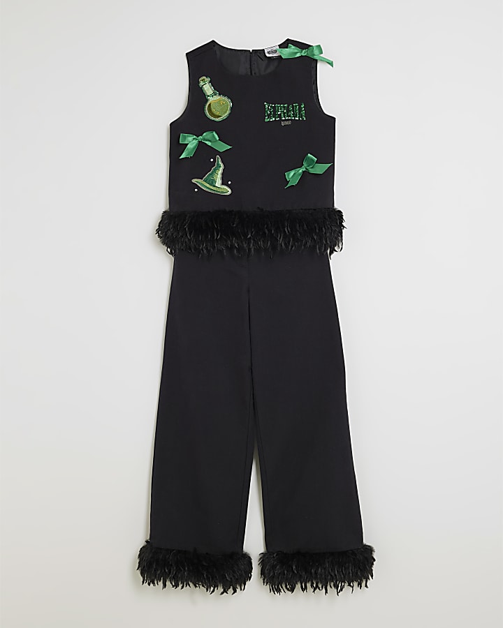 Wicked Girls Black Elphaba Feather Trim Set