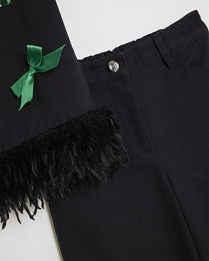 Wicked Girls Black Elphaba Feather Trim Set