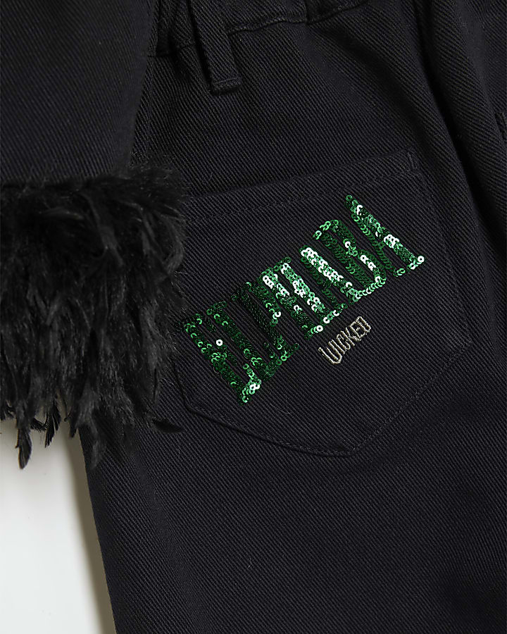 Wicked Girls Black Elphaba Feather Trim Set