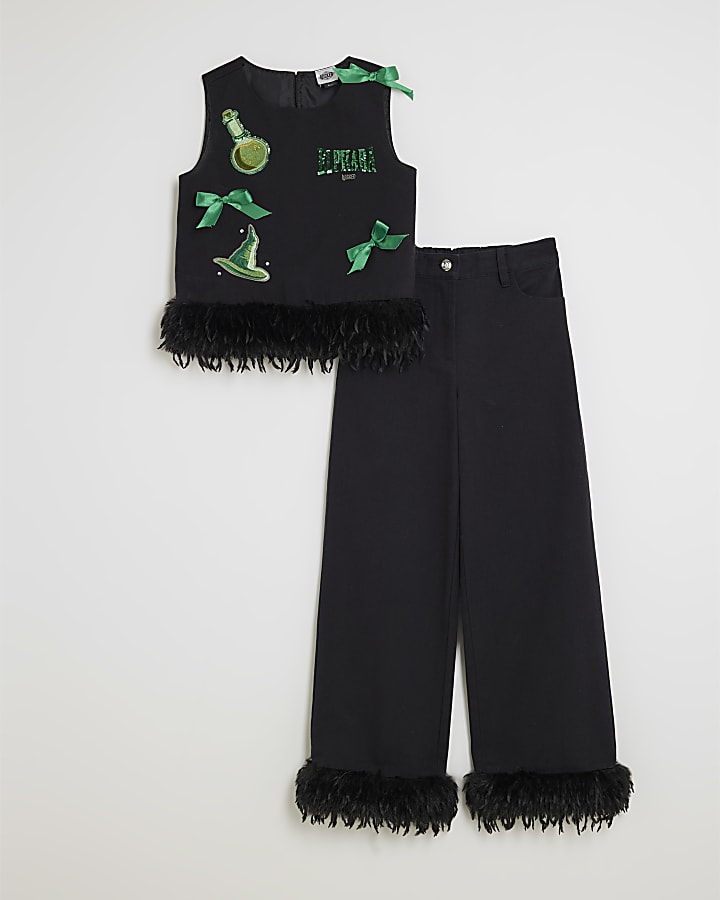 Wicked Girls Black Elphaba Feather Trim Set