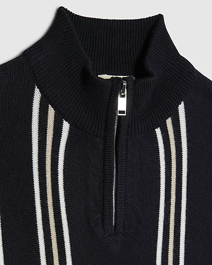 Mini Boys Navy Funnel Neck Top