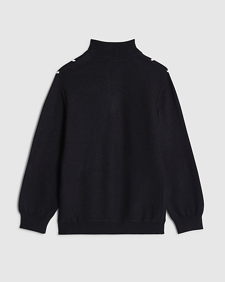 Mini Boys Navy Funnel Neck Top
