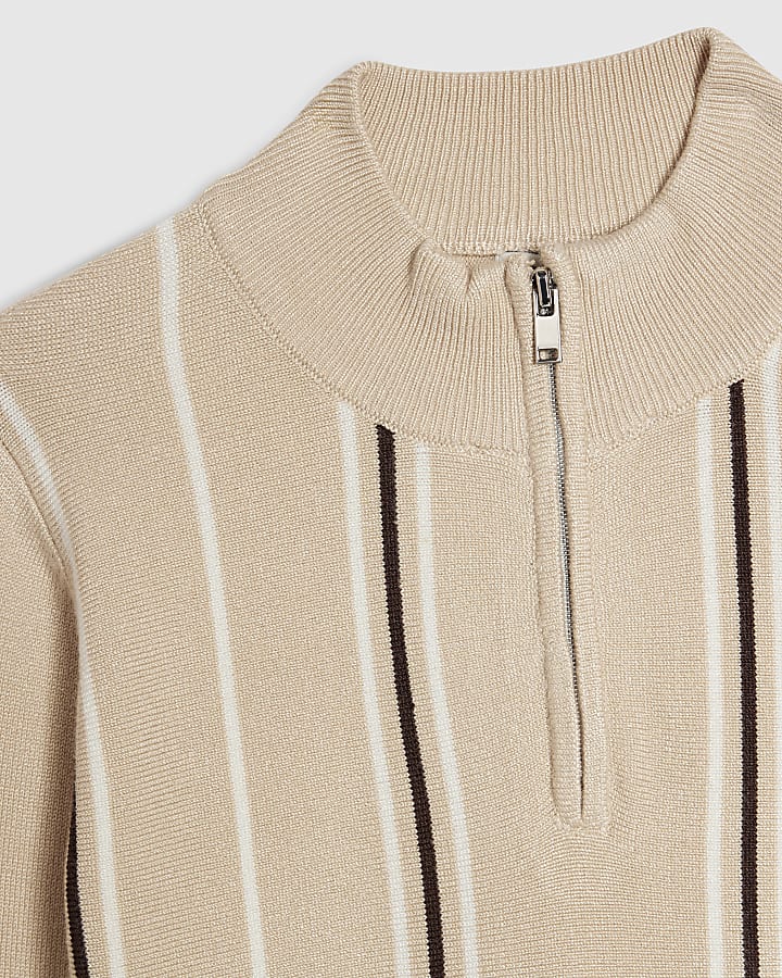 Boys Beige Funnel Neck Top
