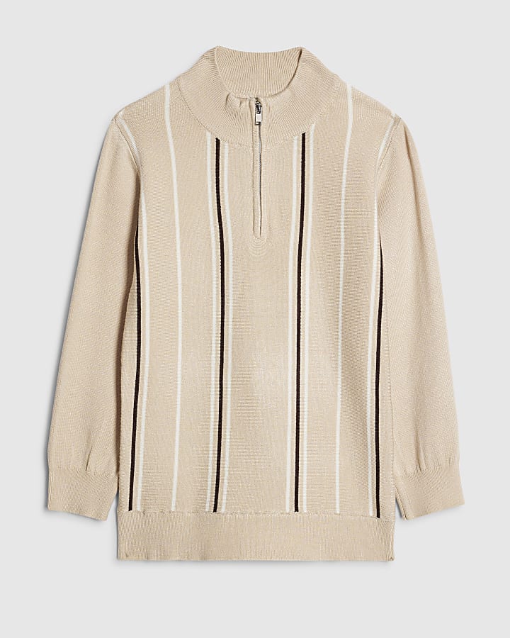 Boys Beige Funnel Neck Top