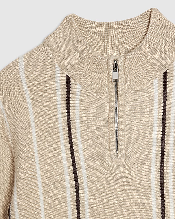 Mini Boys Beige Funnel Neck Top