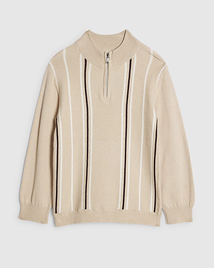 Mini Boys Beige Funnel Neck Top