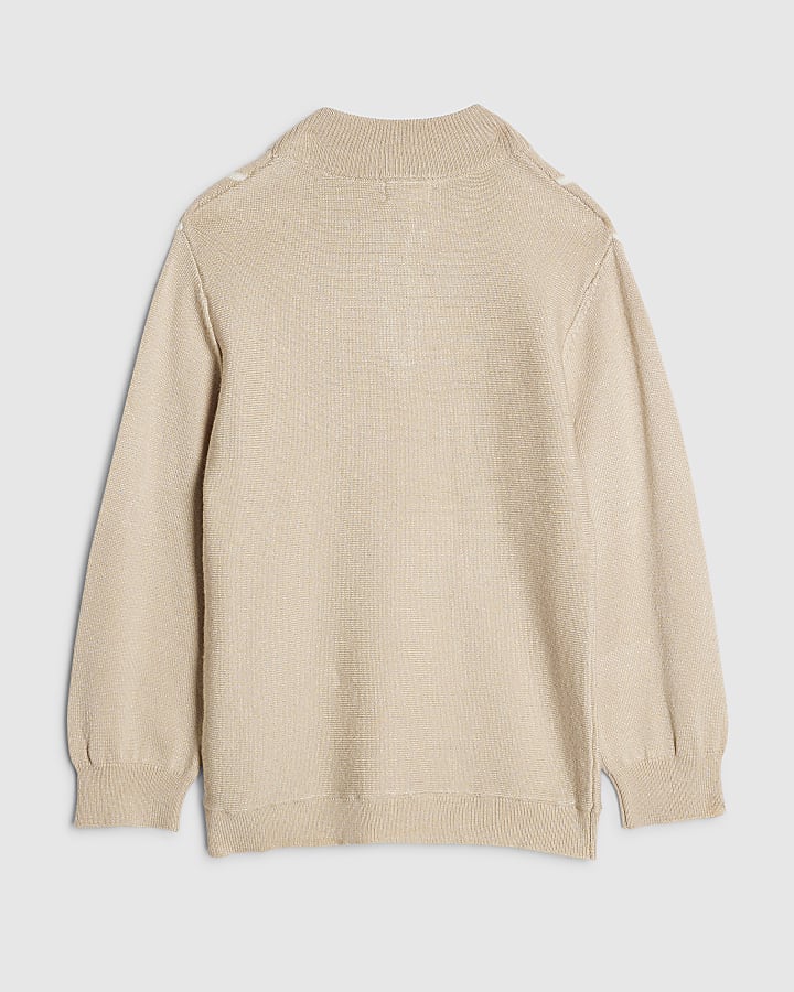 Mini Boys Beige Funnel Neck Top