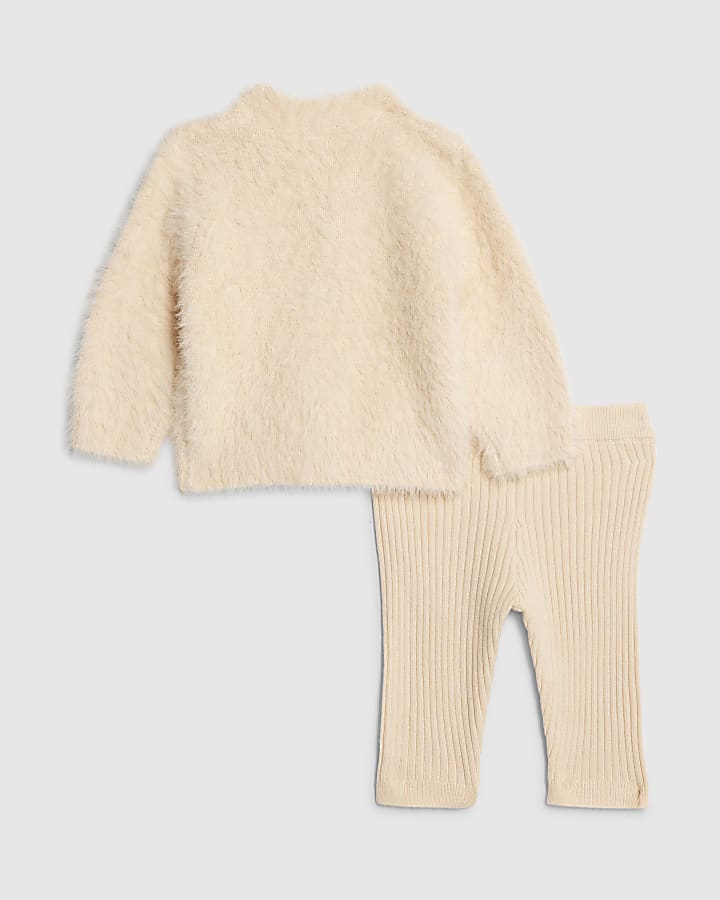 Baby Girls Pink Fluffy Rose Cardigan Set